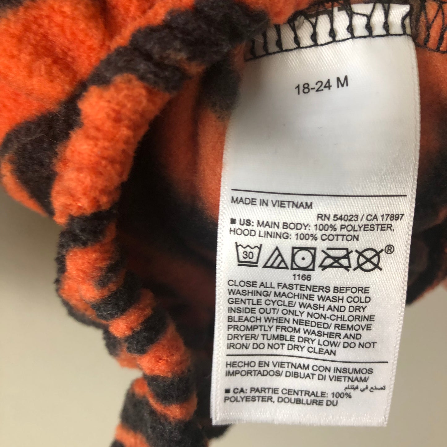 Tiger Toddler Costume, 18-24M (Pre-Loved)