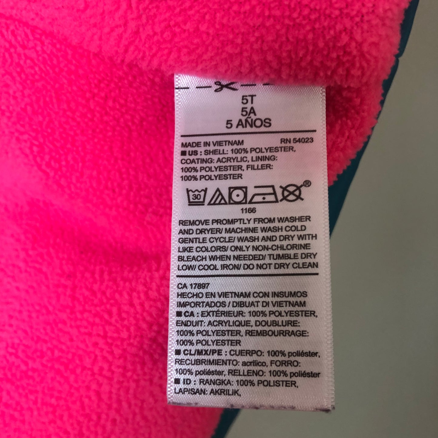 Old Navy Turquoise/Pink Puffer Vest, 5T (Pre-Loved)