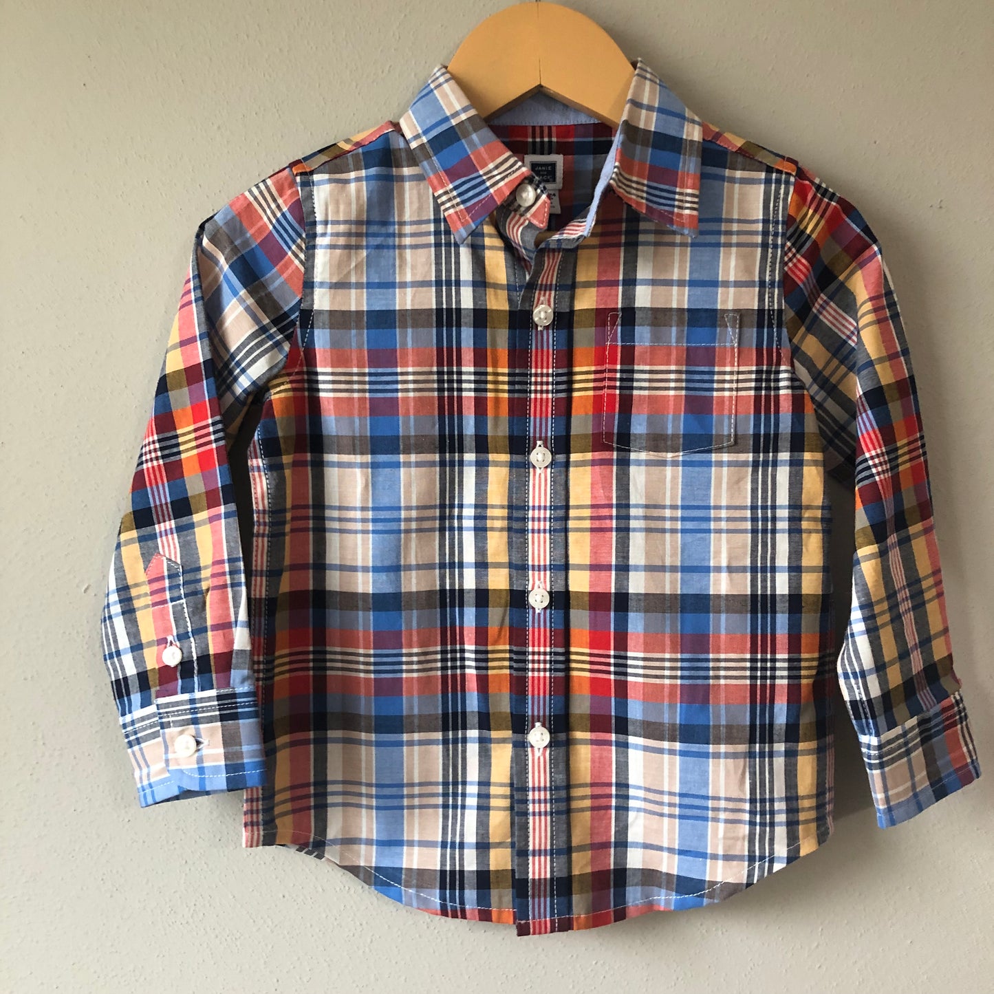 Janie and Jack Colorful Plaid Button Up Shirt, 18-24M (Pre-Loved)