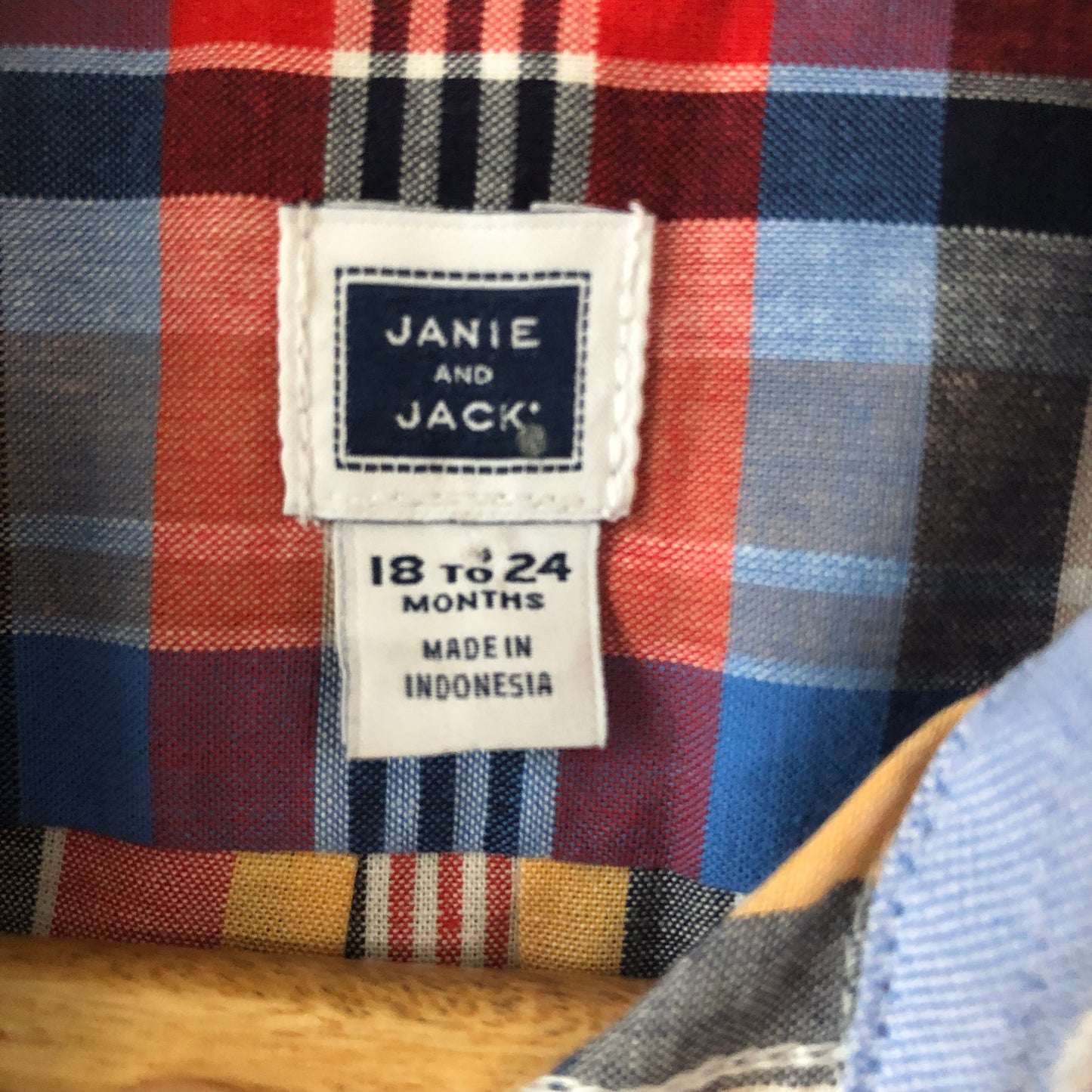 Janie and Jack Colorful Plaid Button Up Shirt, 18-24M (Pre-Loved)