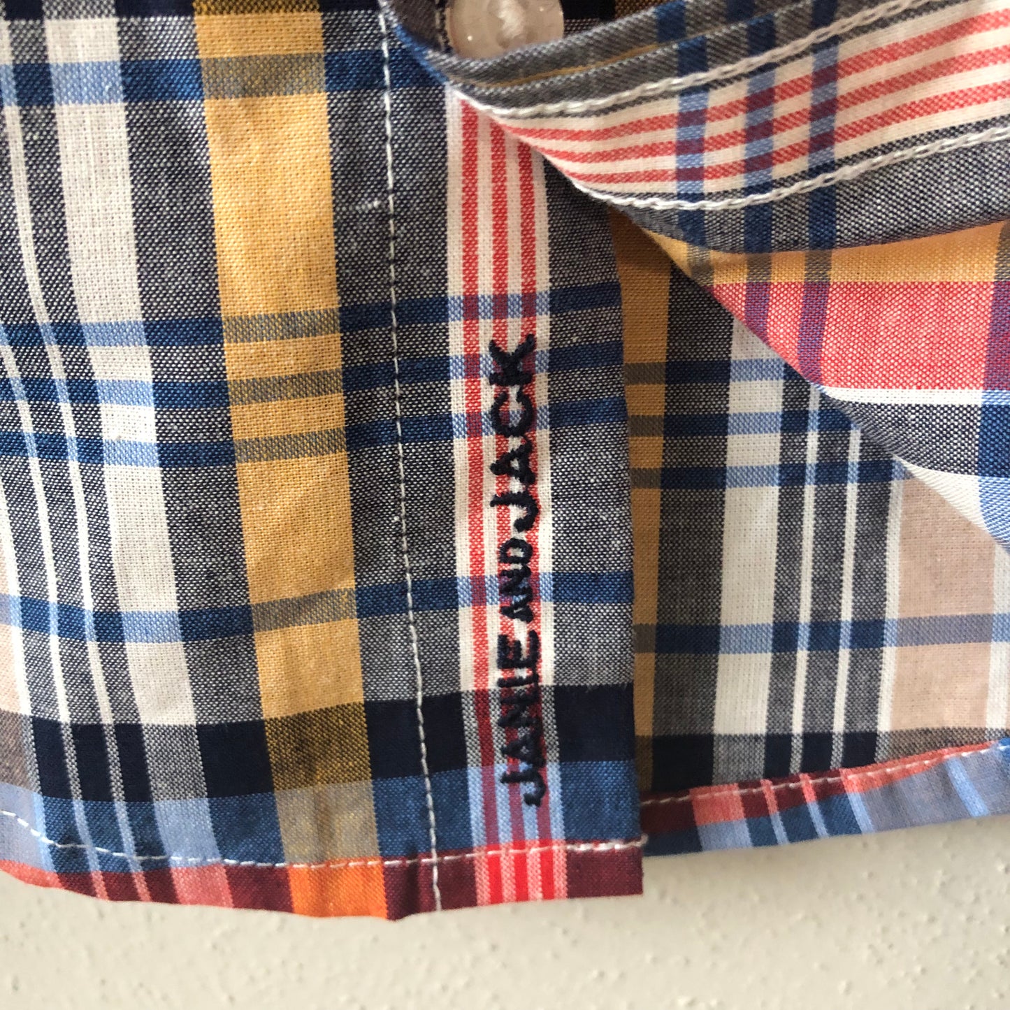 Janie and Jack Colorful Plaid Button Up Shirt, 18-24M (Pre-Loved)