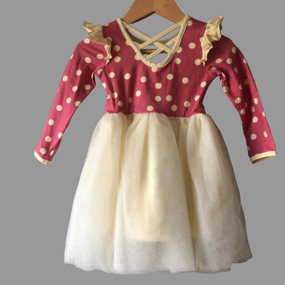 Made by Molly Pink & Cream Tulle Dress, 18-24M (Pre-Loved)