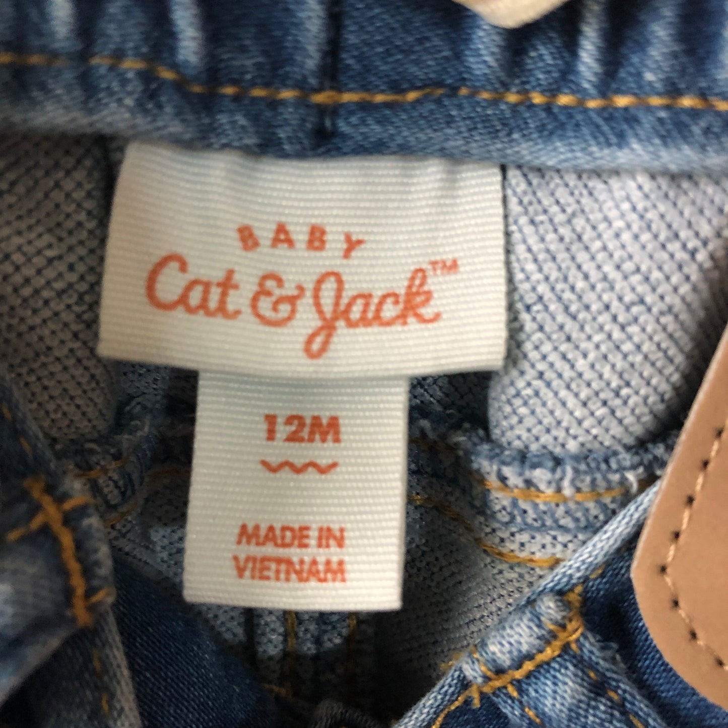 Cat & Jack Suspender Jeans, 12M ((Pre-Loved)