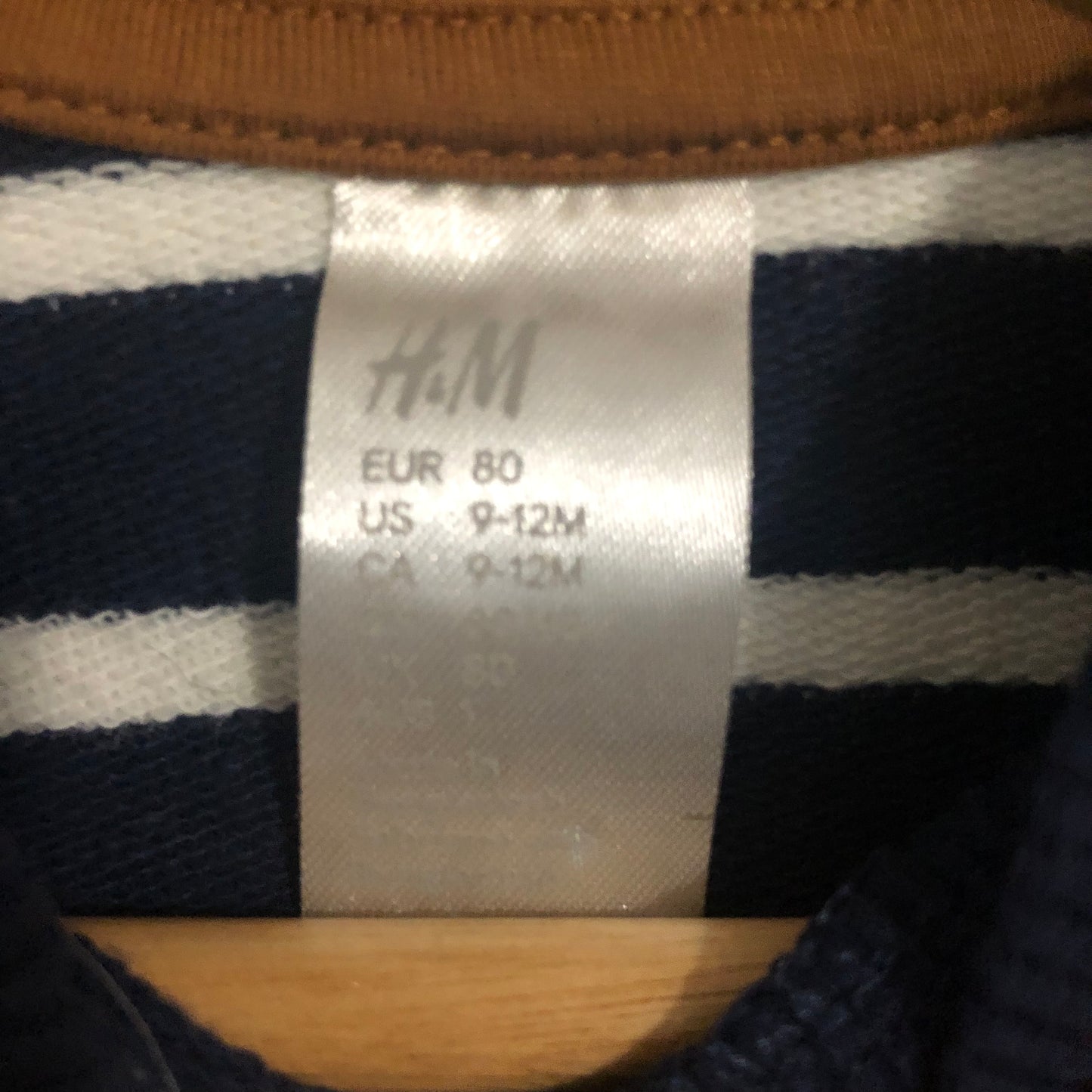 H&M Navy White Stripe Cotton Sweatshirt, 9-12M (Pre-Loved)