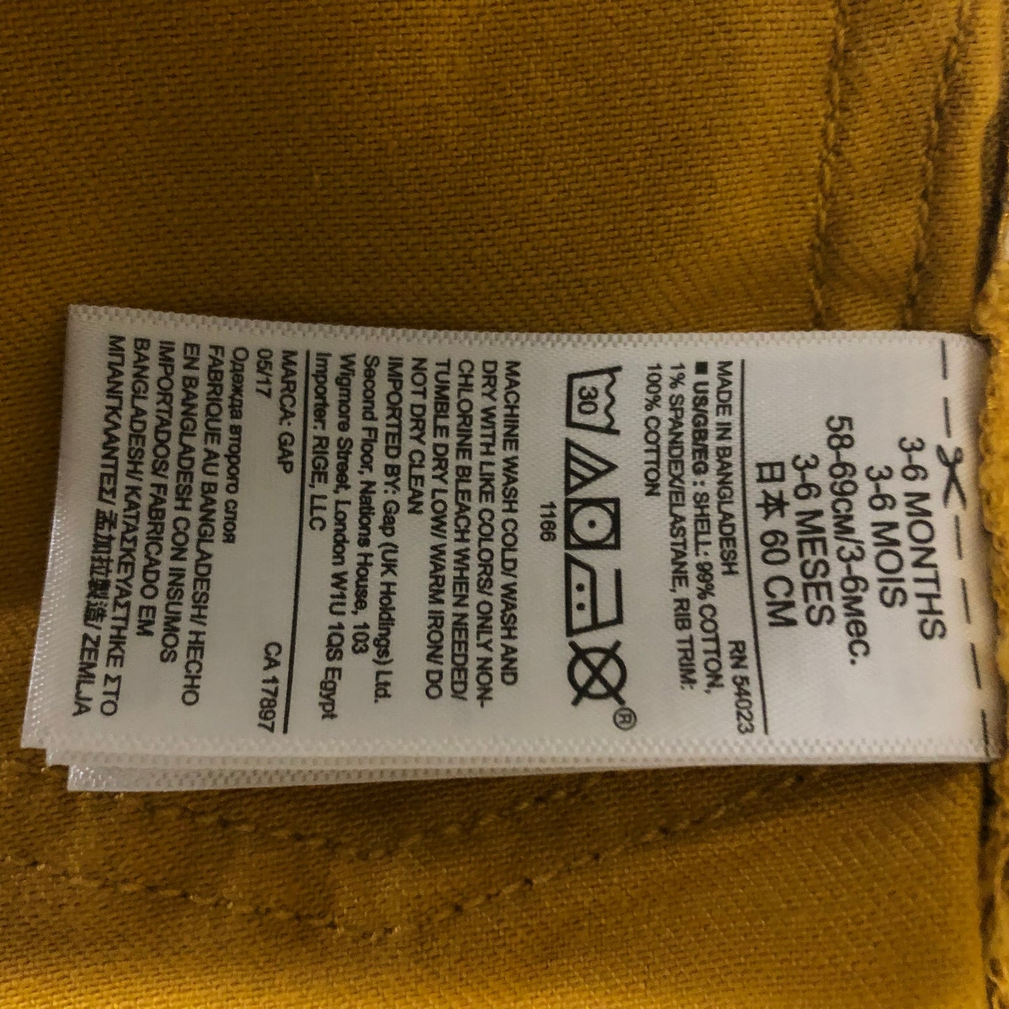 Baby Gap Yellow Jeans, 3-6M (Pre-Loved)