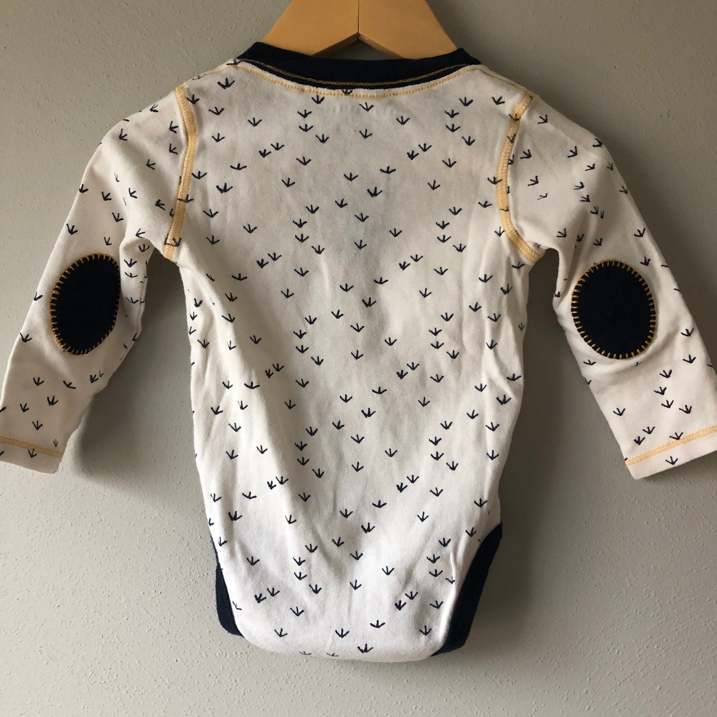 Burt's Bees Baby Long Sleeve Bodysuit, Navy and Cream, 12M (Pre-Loved)