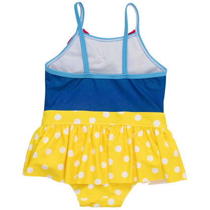 Girls' Royal Blue & Yellow Princess Big Bow Skirted One-Piece Swimsuit