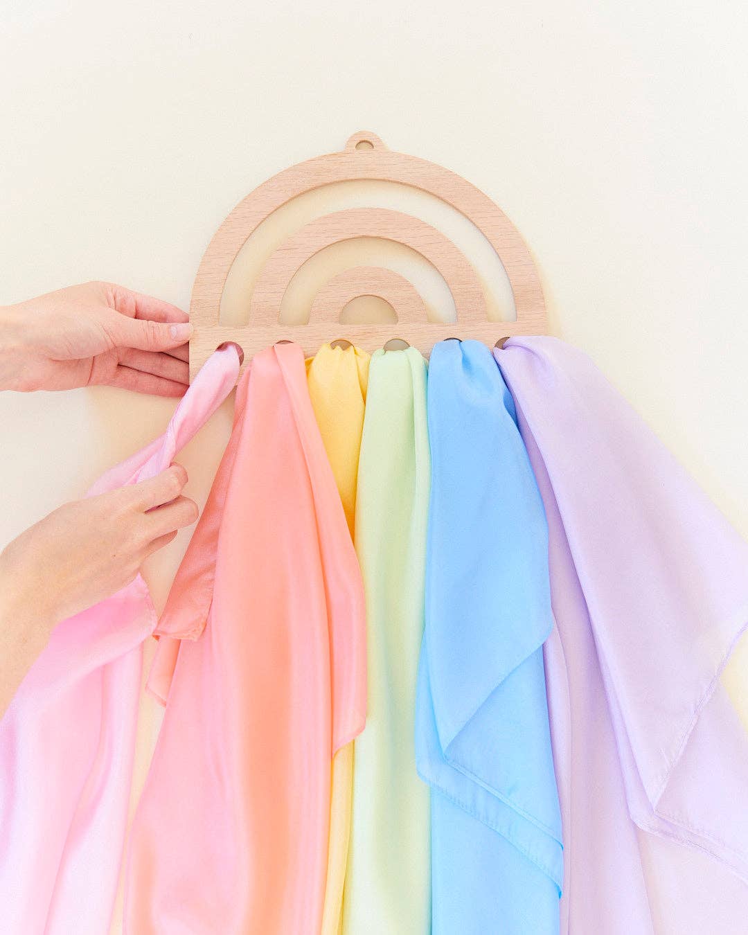 Wooden Rainbow Display for Playsilks, Cloth, Waldorf Toys