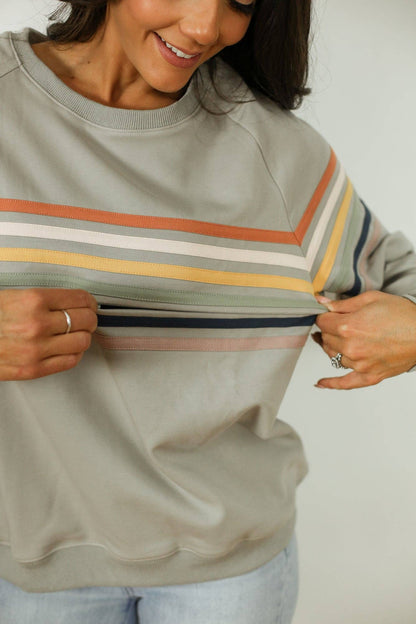 Six Stripe Invisible Zip Breastfeeding Sweatshirt