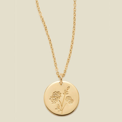 Birth Flower Necklace, 1/2"