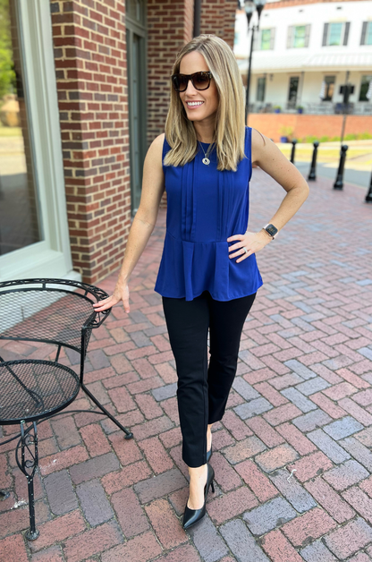 Pleated Peplum Nursing Tank Top | Royal Blue