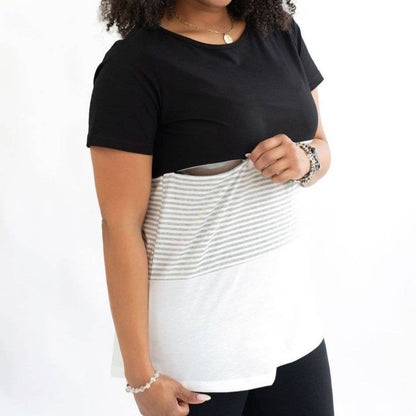 Nursing Zipper T-Shirt | Black & White