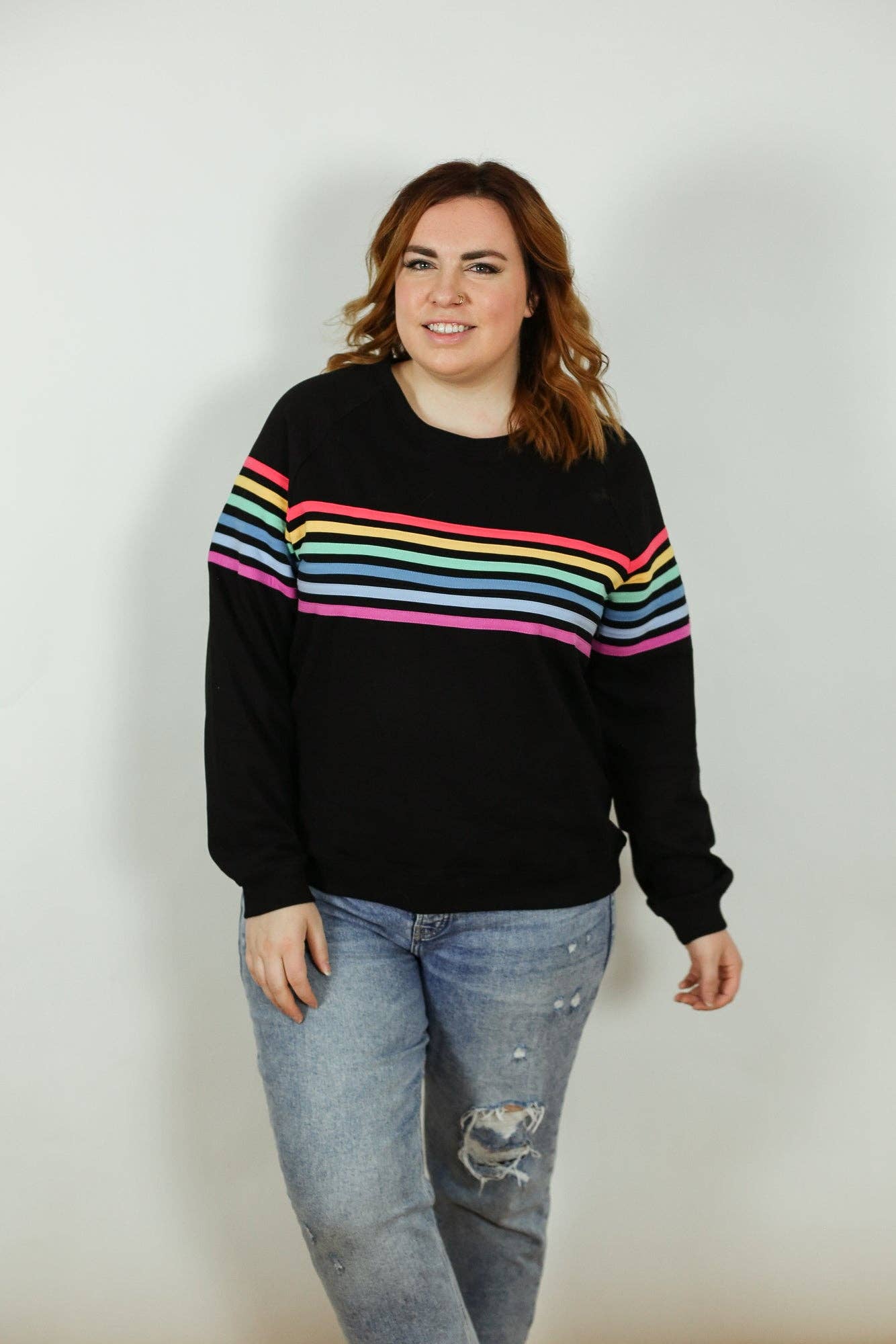 Six Stripe Invisible Zip Breastfeeding Sweatshirt