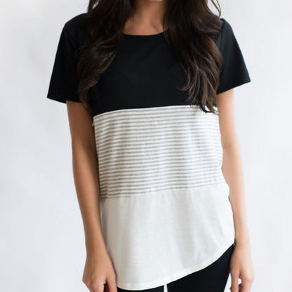 Nursing Zipper T-Shirt | Black & White