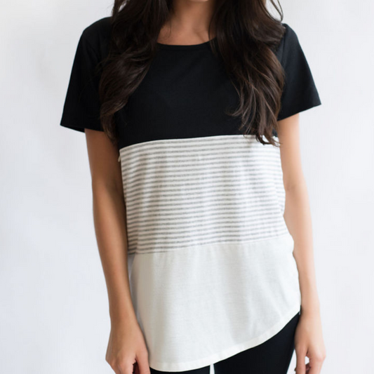 Nursing T-Shirt- Black and White