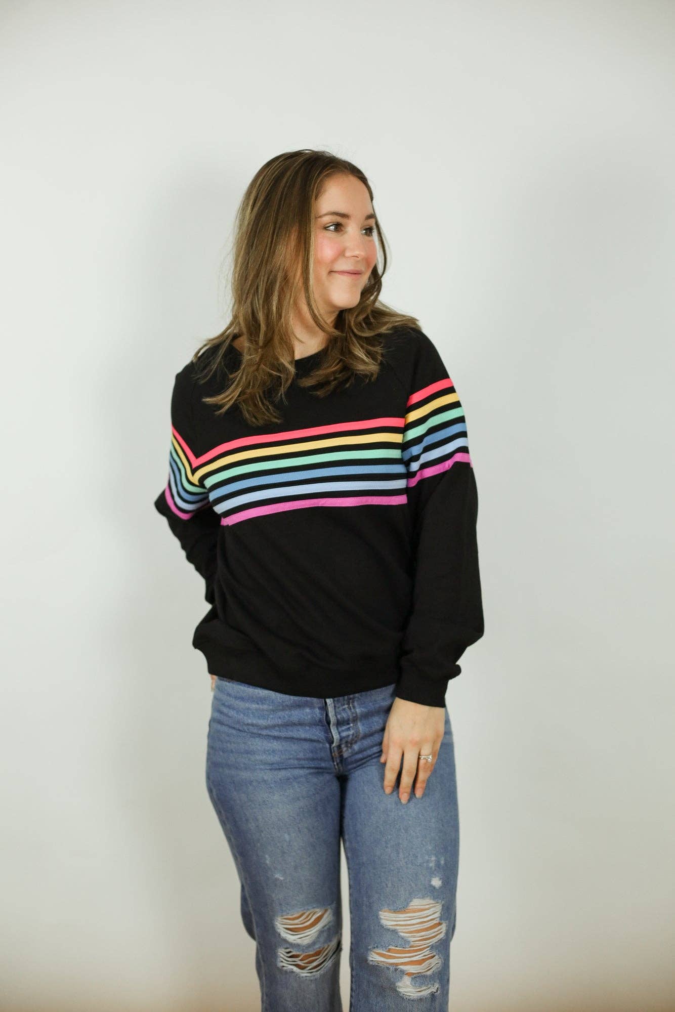 Six Stripe Invisible Zip Breastfeeding Sweatshirt