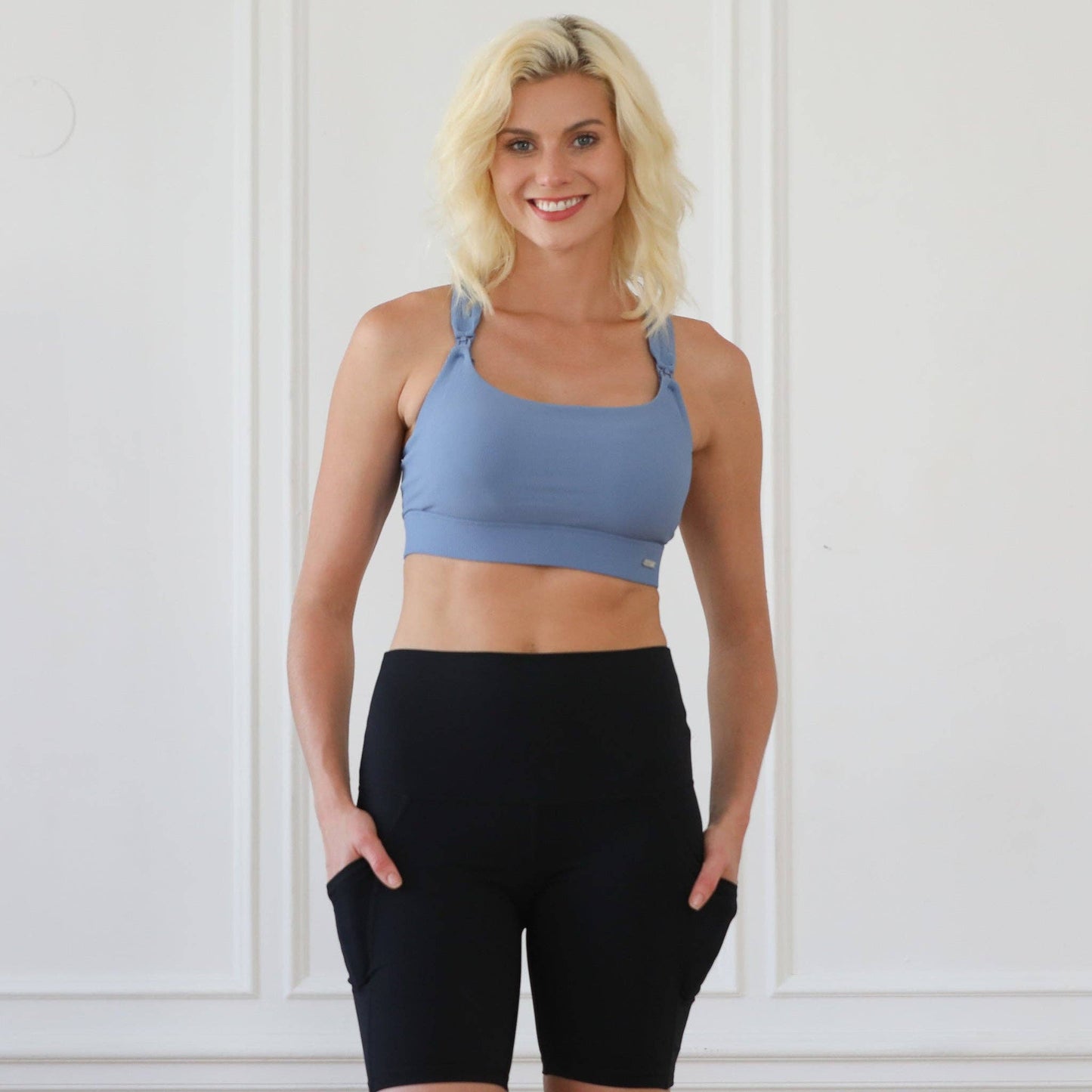 Chloé 4 Running Nursing & Pumping Sports Bra | Ribbed Lint Stone