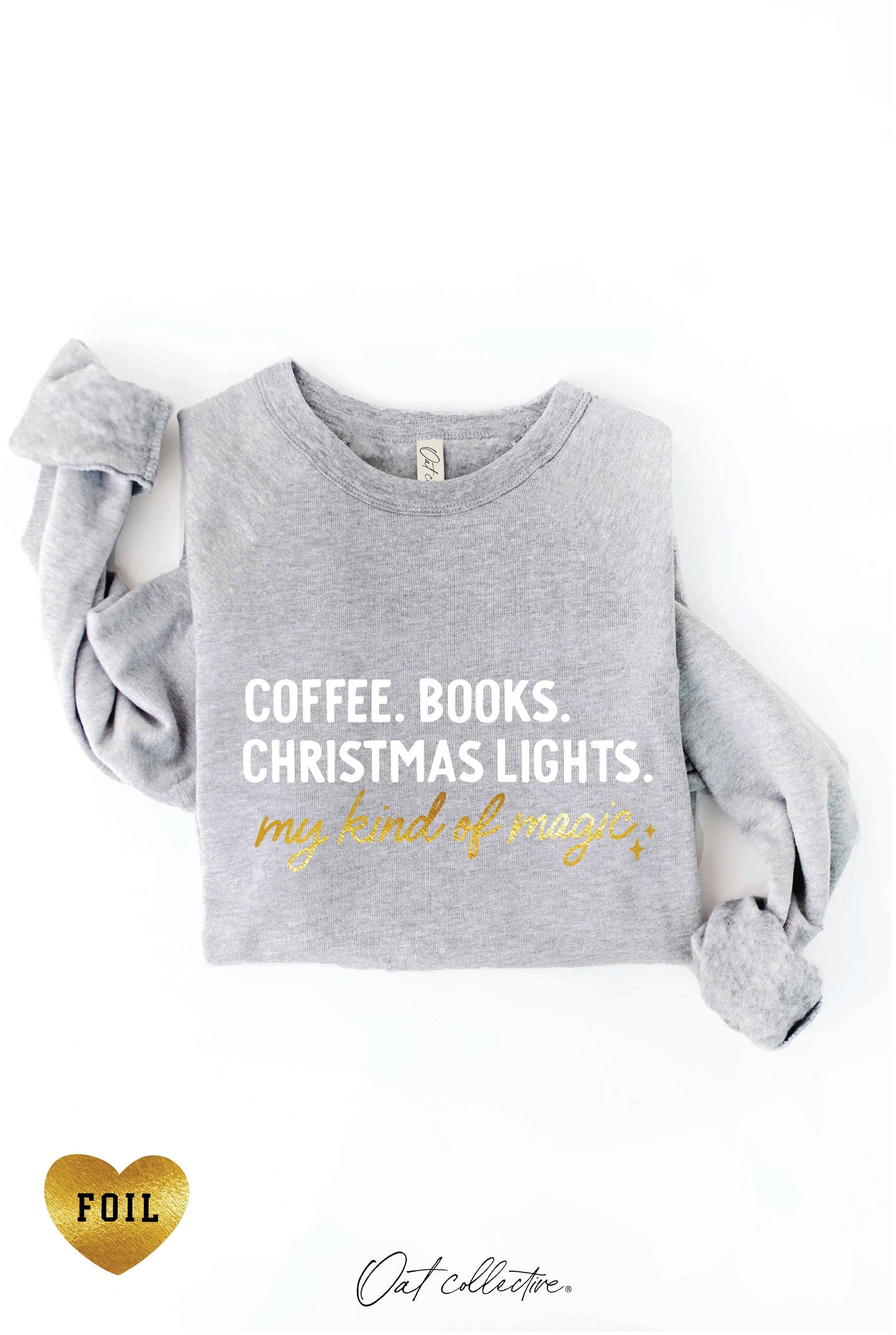 Coffee, Books, and Christmas Lights Sweatshirt