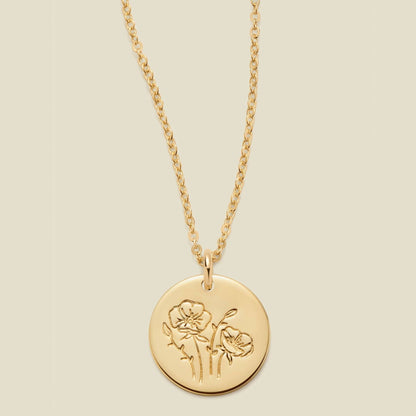 Birth Flower Necklace, 1/2"