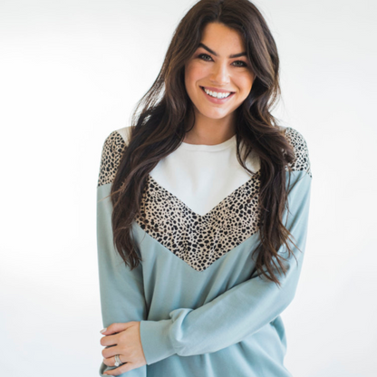 Oversized Chevron Nursing Sweatshirt | Cheetah Sage