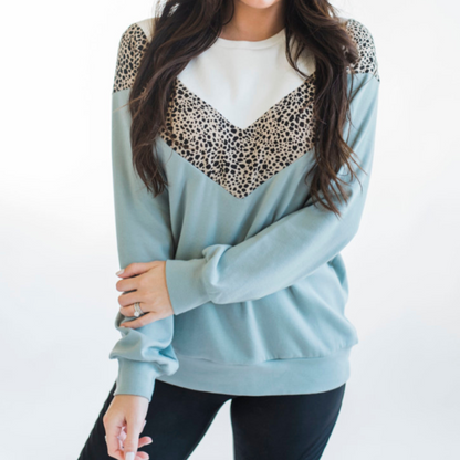 Oversized Chevron Nursing Sweatshirt | Cheetah Sage