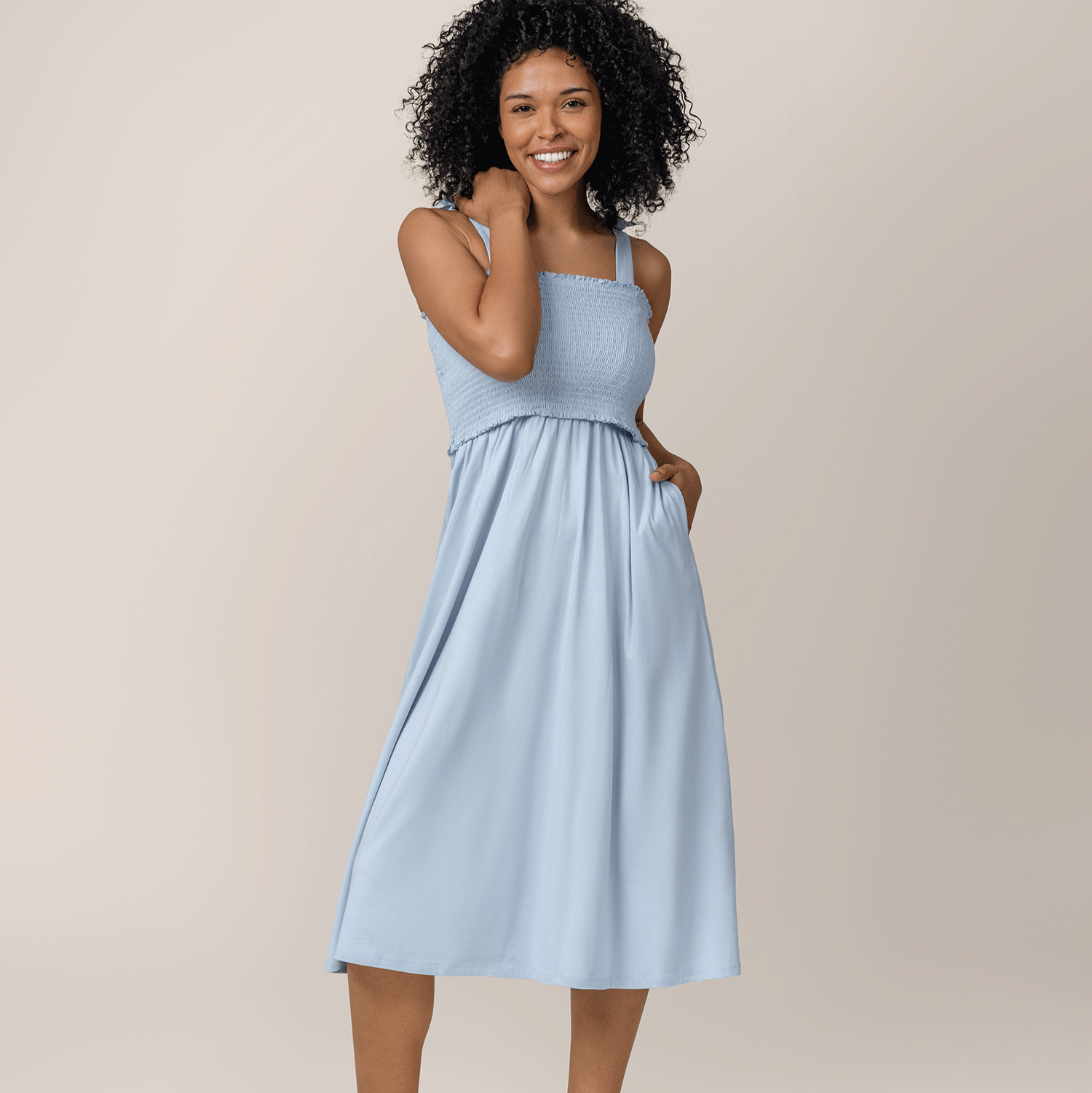 Kindred Bravely Sienna Smocked Maternity & Nursing Dress - French Blue Kindred Bravely Sienna Smocked Maternity & Nursing Dress - French Blue
