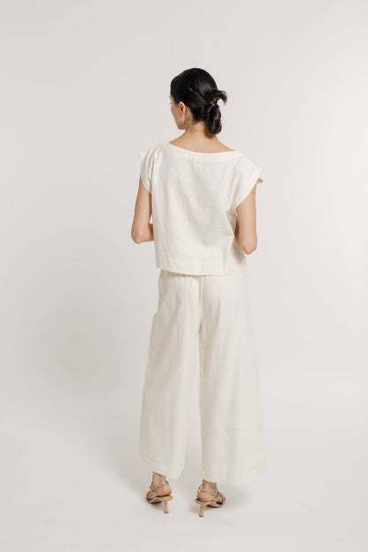 Sleeveless top, ivory organic cotton / Everyday