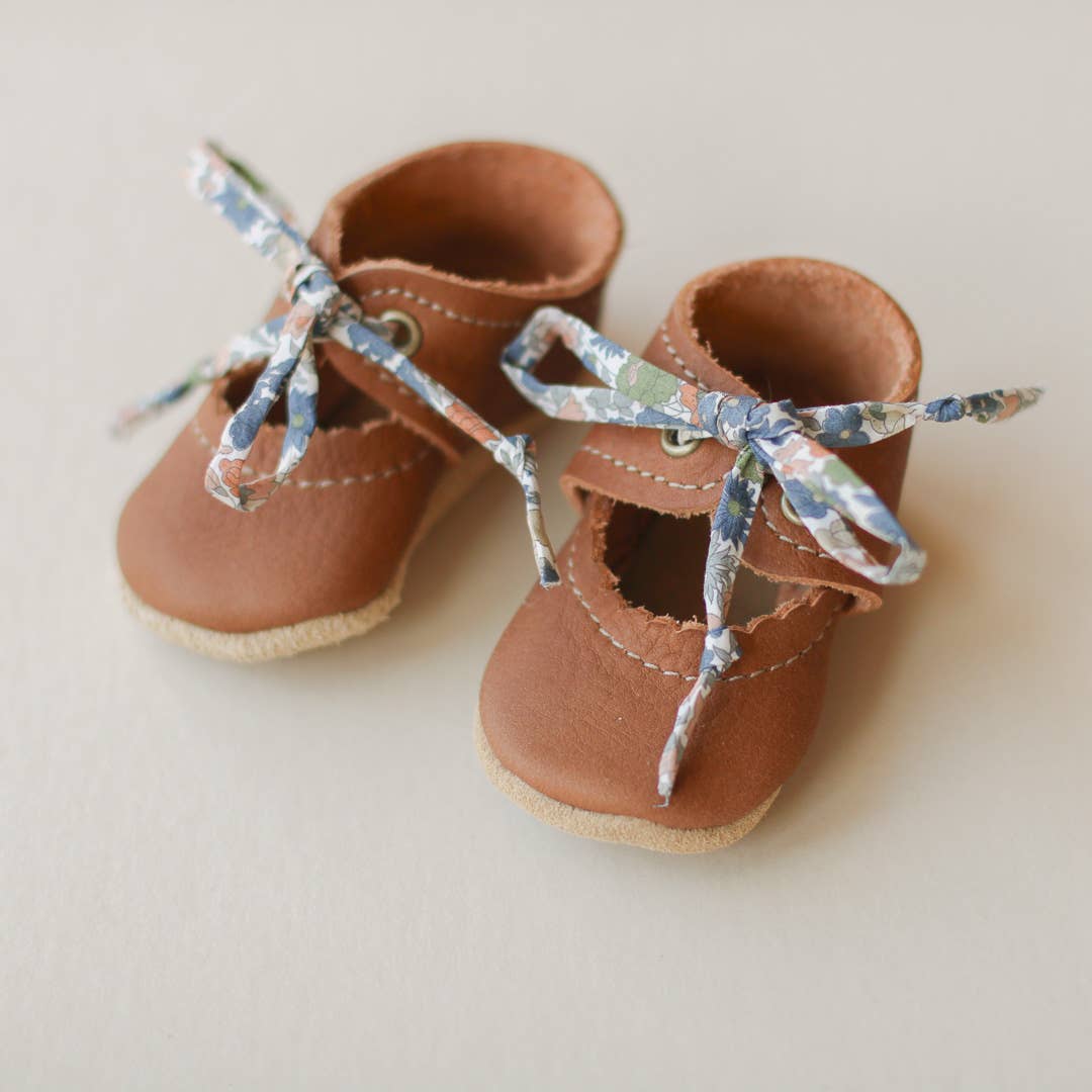 Tie Baby Mary Janes in Walnut