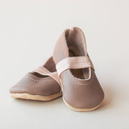 Baby Leather Mary Janes in Clay