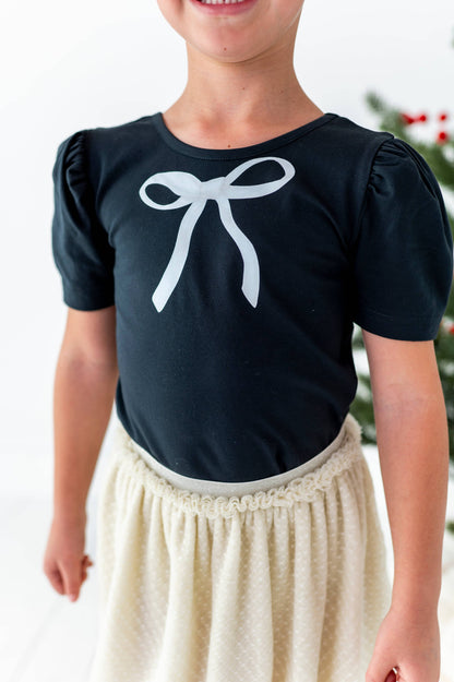 Black Bow | Puff Shoulder Tee