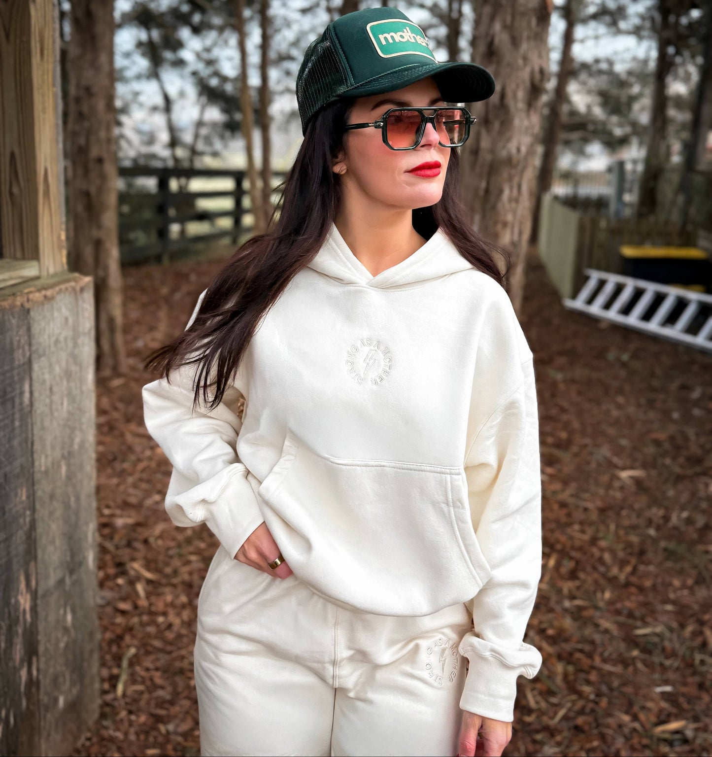 Strong as a mother® embroidered hoodie