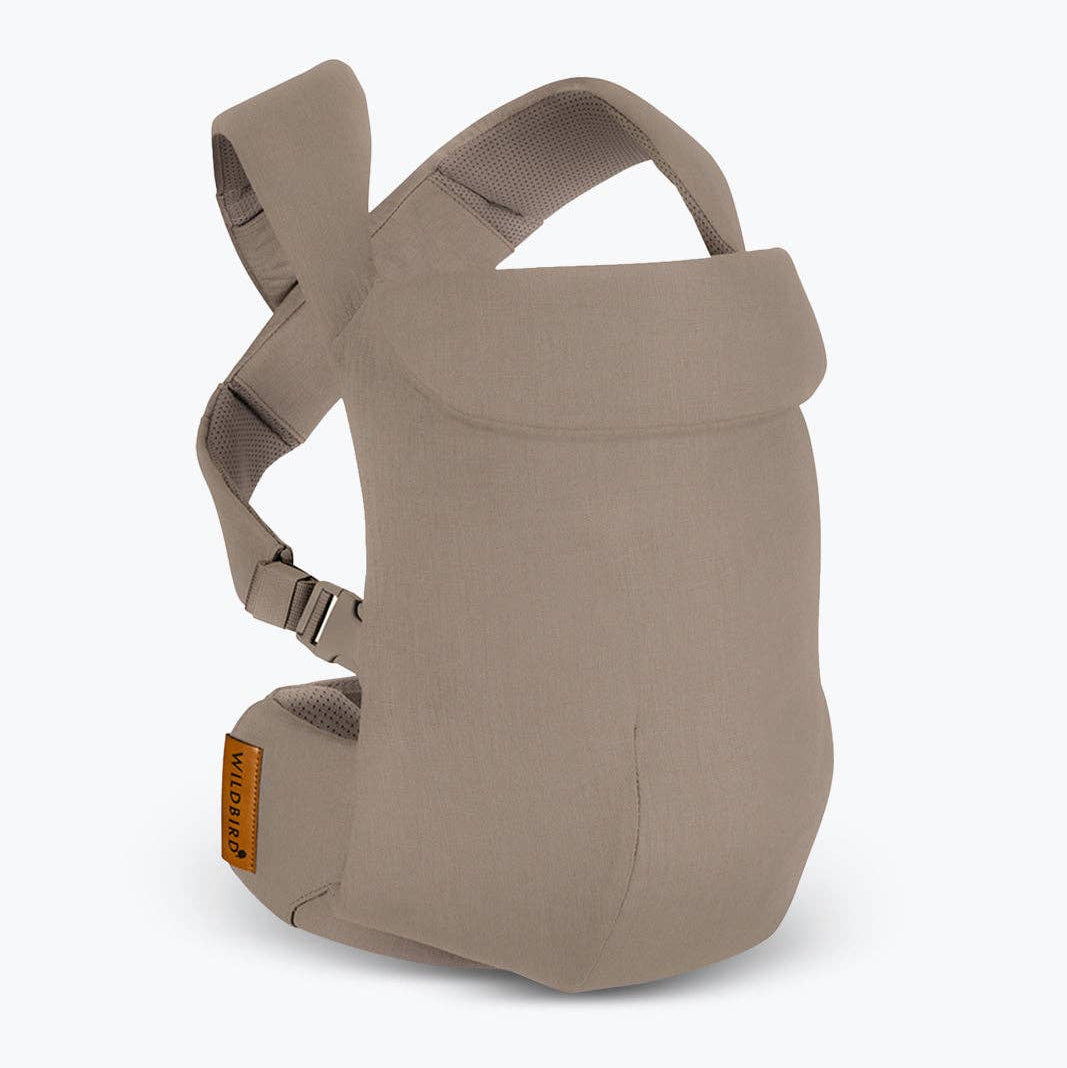 Beige baby carrier on a white background