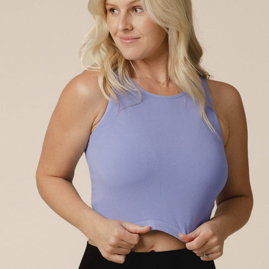 Kindred Bravely Sublime® Bamboo Hands-Free Pumping Longline Bra Top | Blue Wisteria