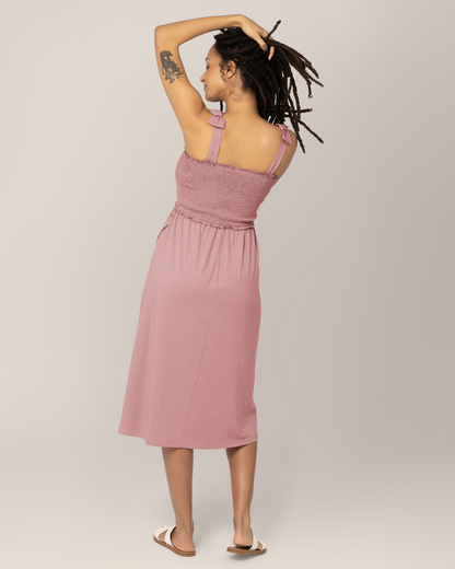 Sienna Smocked Maternity & Nursing Dress | Blue