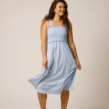 Sienna Smocked Maternity & Nursing Dress | Blue