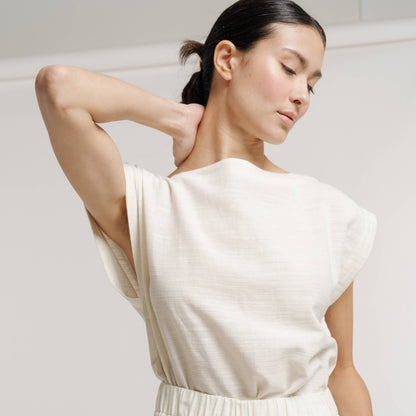 Sleeveless top, ivory organic cotton / Everyday