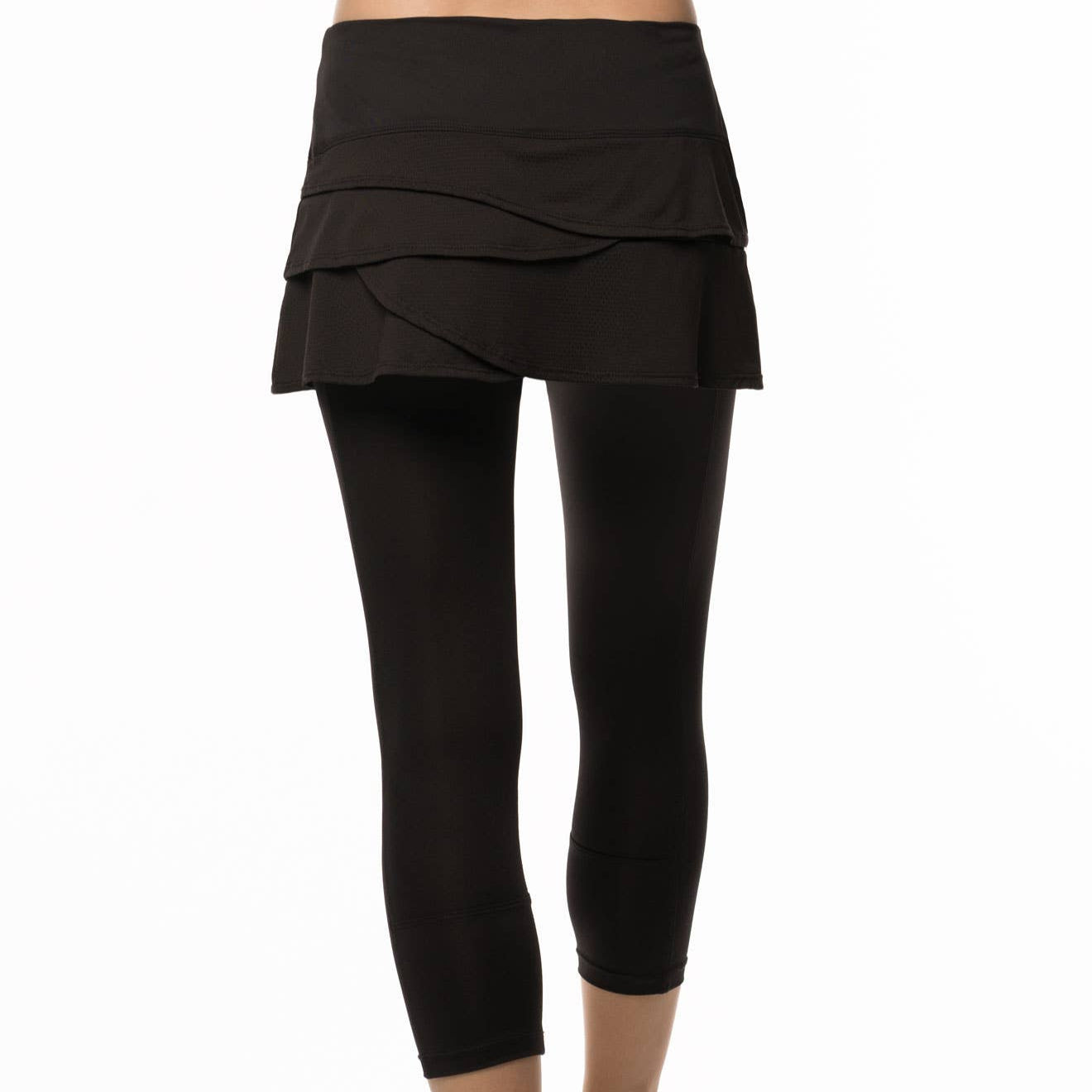 Women's Scallop Capri Legging | Black