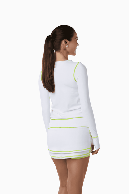 Long-Sleeved Tennis Dress | Black/Neon Pink