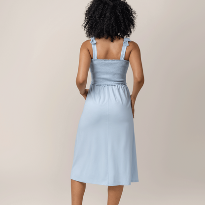 Sienna Smocked Maternity & Nursing Dress | Blue