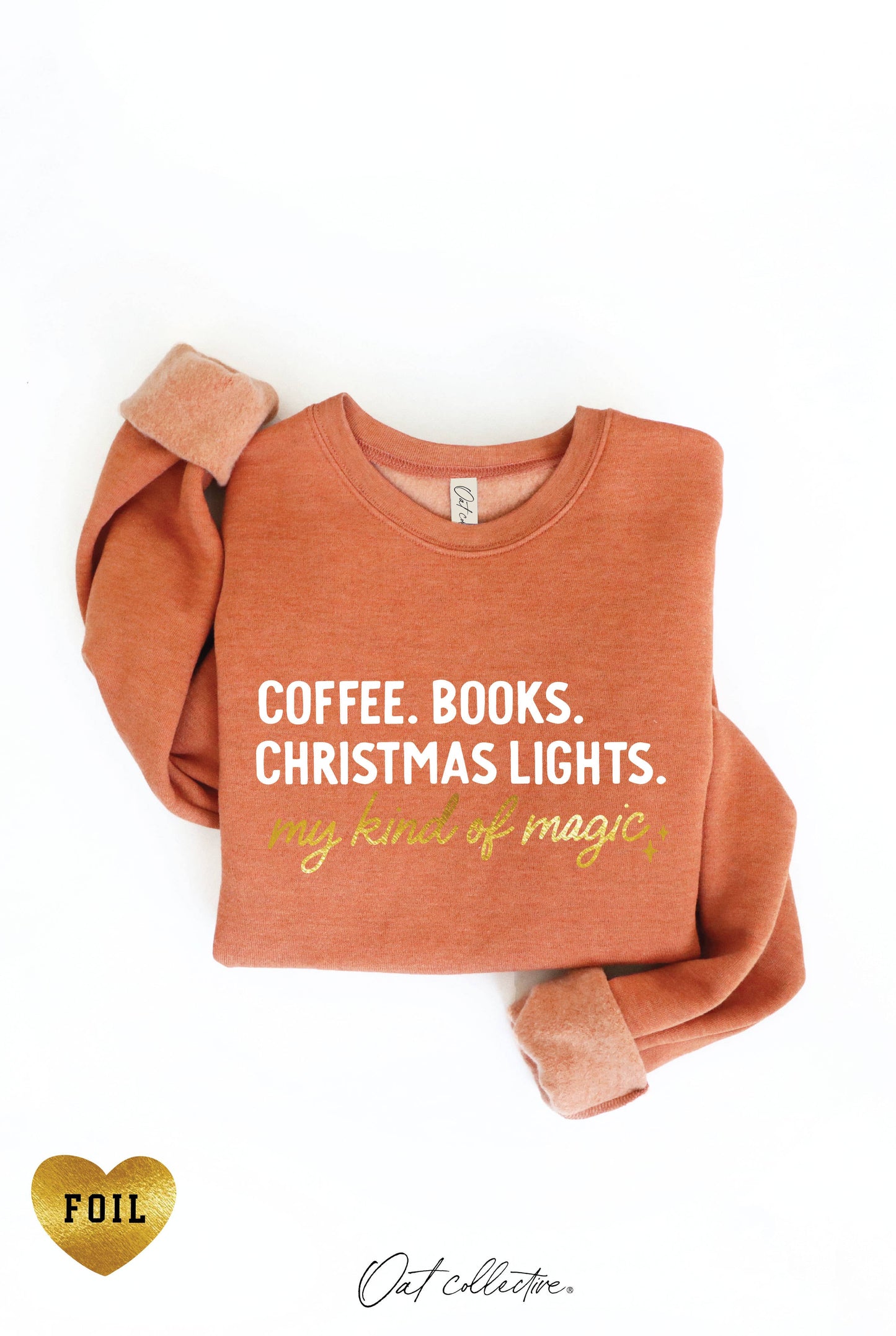 Coffee, Books, and Christmas Lights Sweatshirt