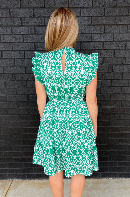 Nursing Dress | Belted | Green Print