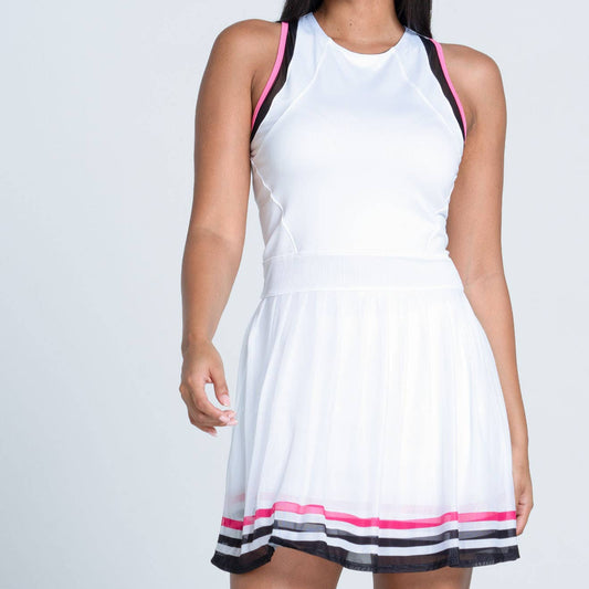 Women's Classic High Neck Dress |White/Black