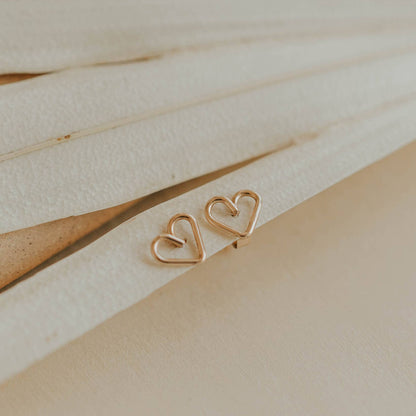 Open Heart Post Earrings | 14kt Gold Fill