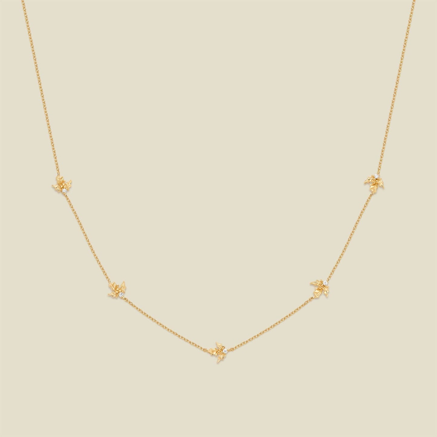 CZ Birth Flower Station Necklace | December