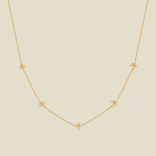 CZ Birth Flower Station Necklace | December