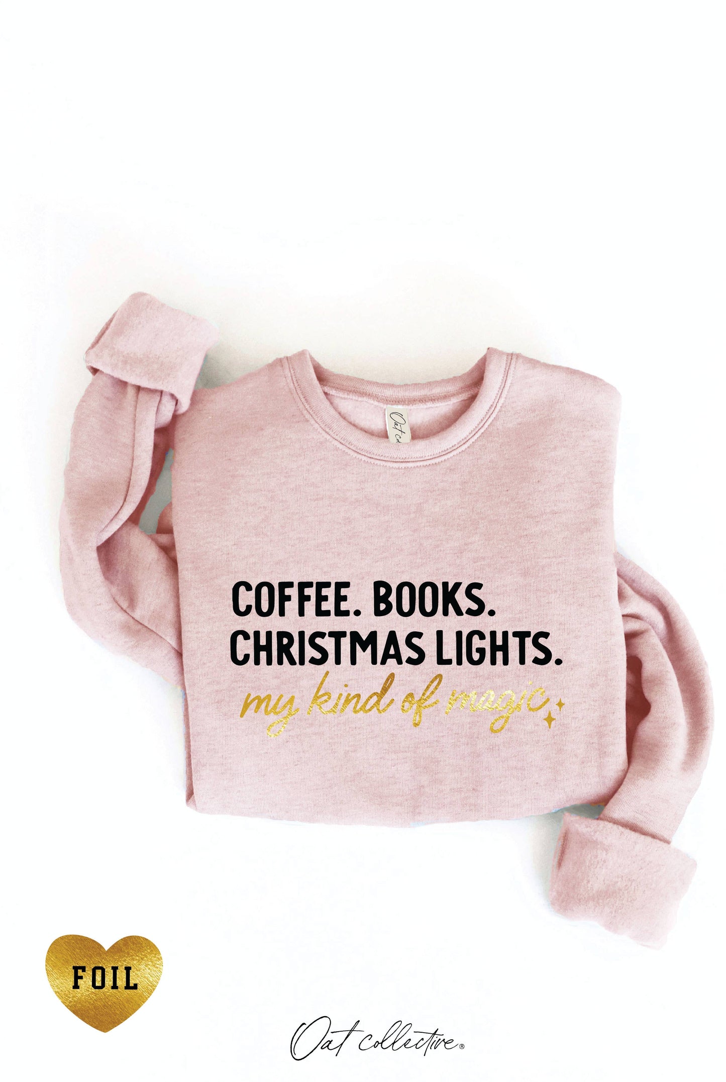 Coffee, Books, and Christmas Lights Sweatshirt