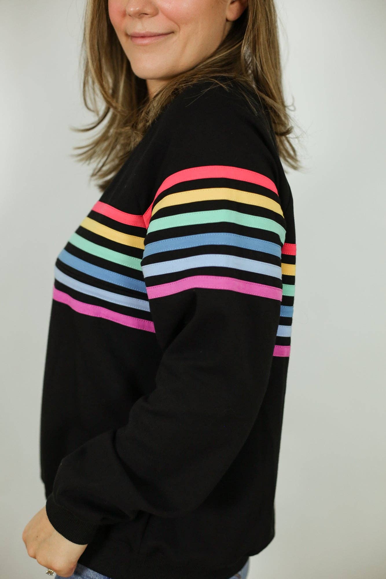 Six Stripe Invisible Zip Breastfeeding Sweatshirt