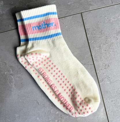 Strong as a Mother Grip Socks | Pink & Blue