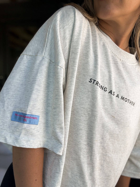 Strong as a mother® Crop T-shirt | Gray