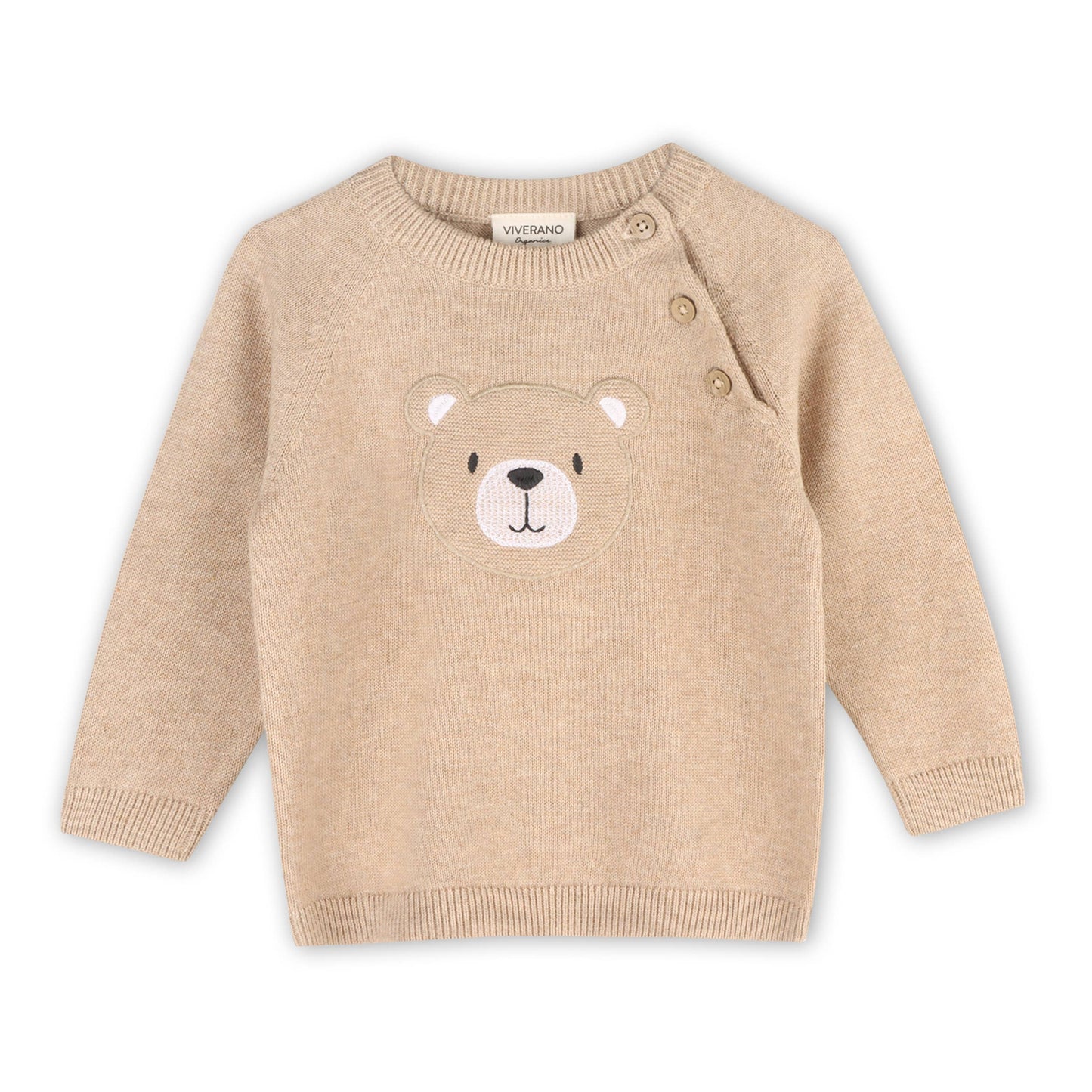 Teddy Bear Applique Baby Raglan Pullover (Organic Cotton)